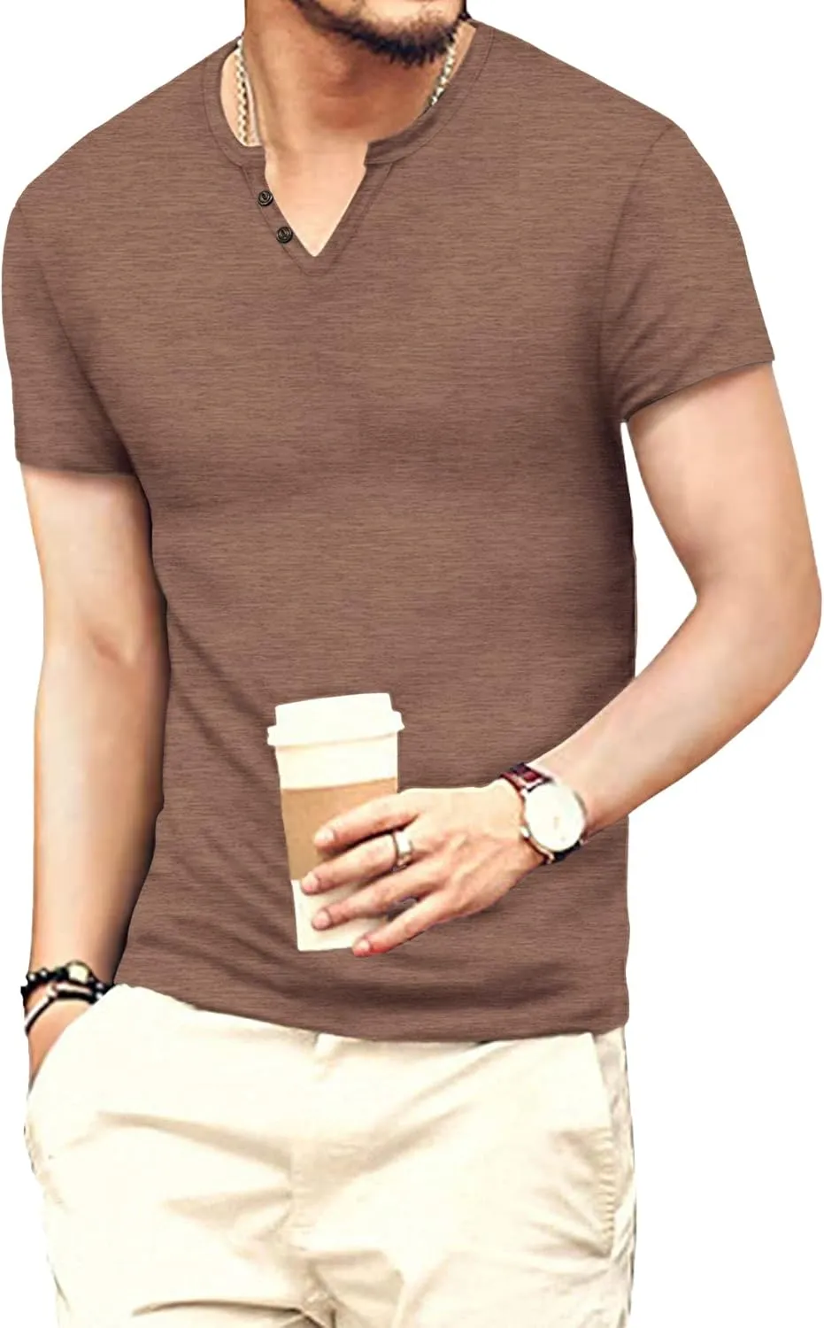 Men's Casual Slim Fit Basic Henley Short/Long Sleeve Fashion T-Shirt