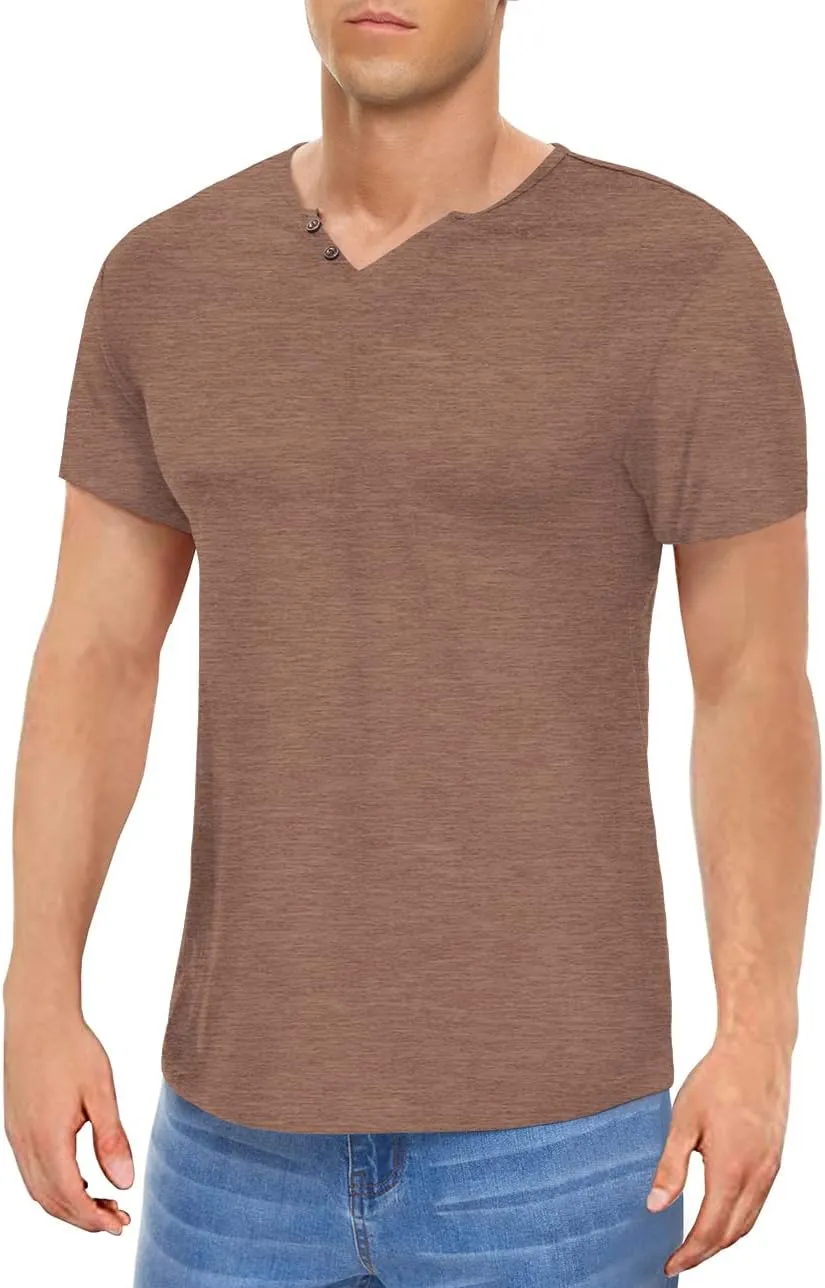 Men's Casual Slim Fit Basic Henley Short/Long Sleeve Fashion T-Shirt