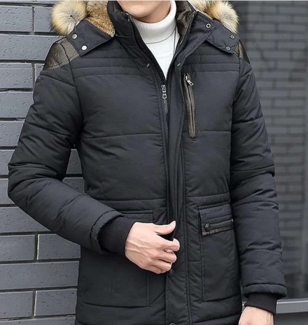 Mens Winter Hooded Coat in Blue