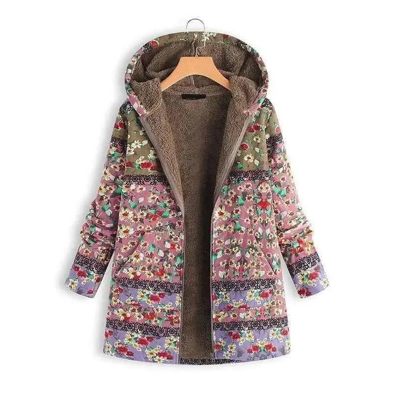 Mid-length printed padded coat