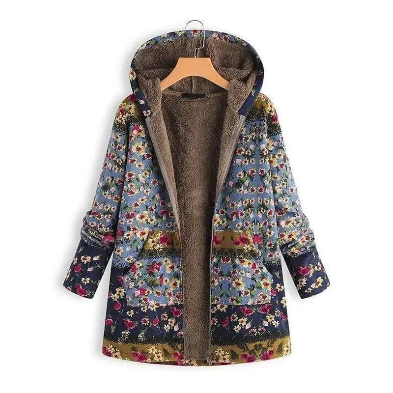 Mid-length printed padded coat