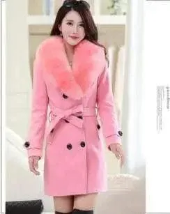 Mid-length Winter Coat With Woolen Collar And