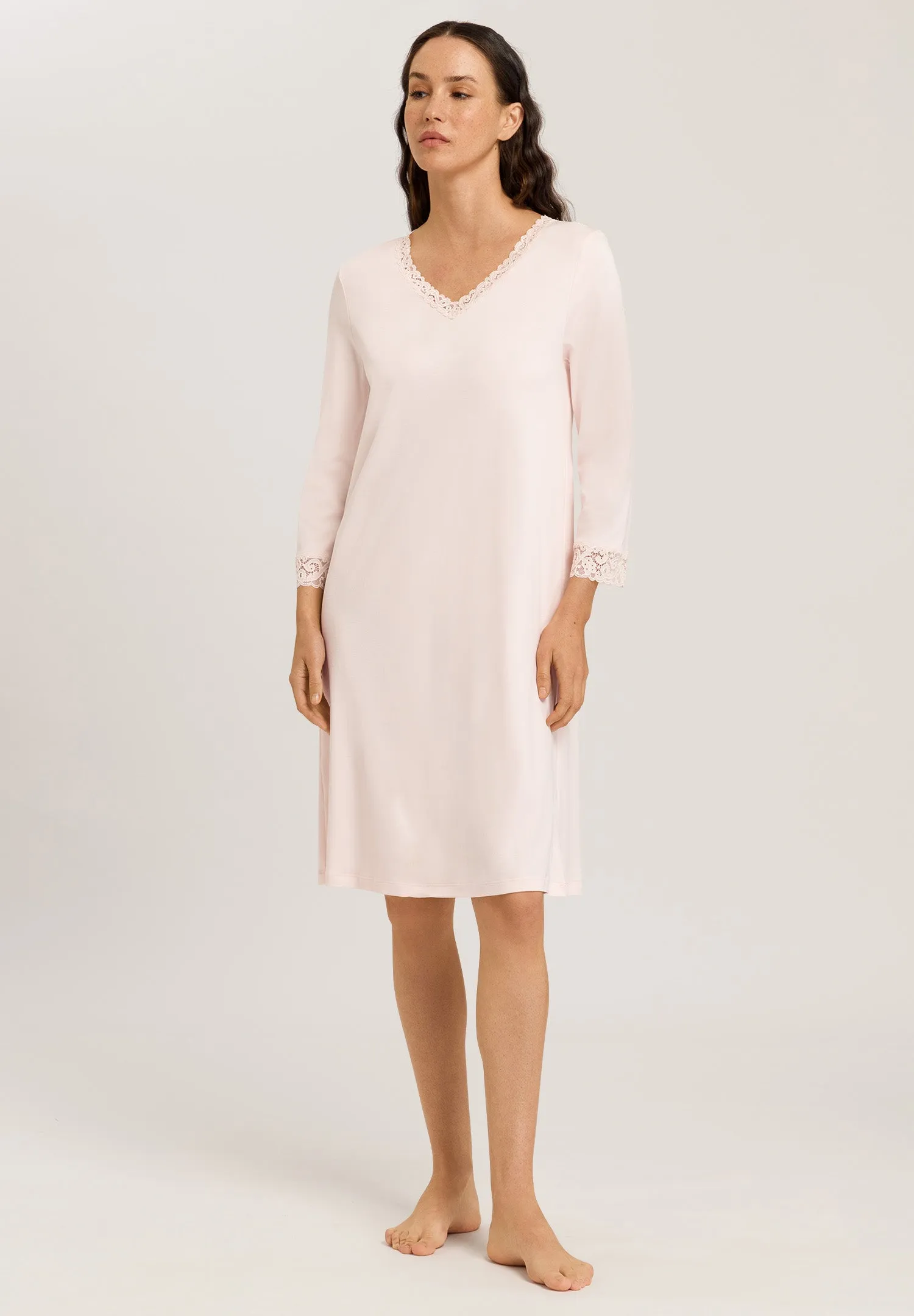 Moments Lace Trim Cotton Nightgown | Crystal Pink 77162-1334