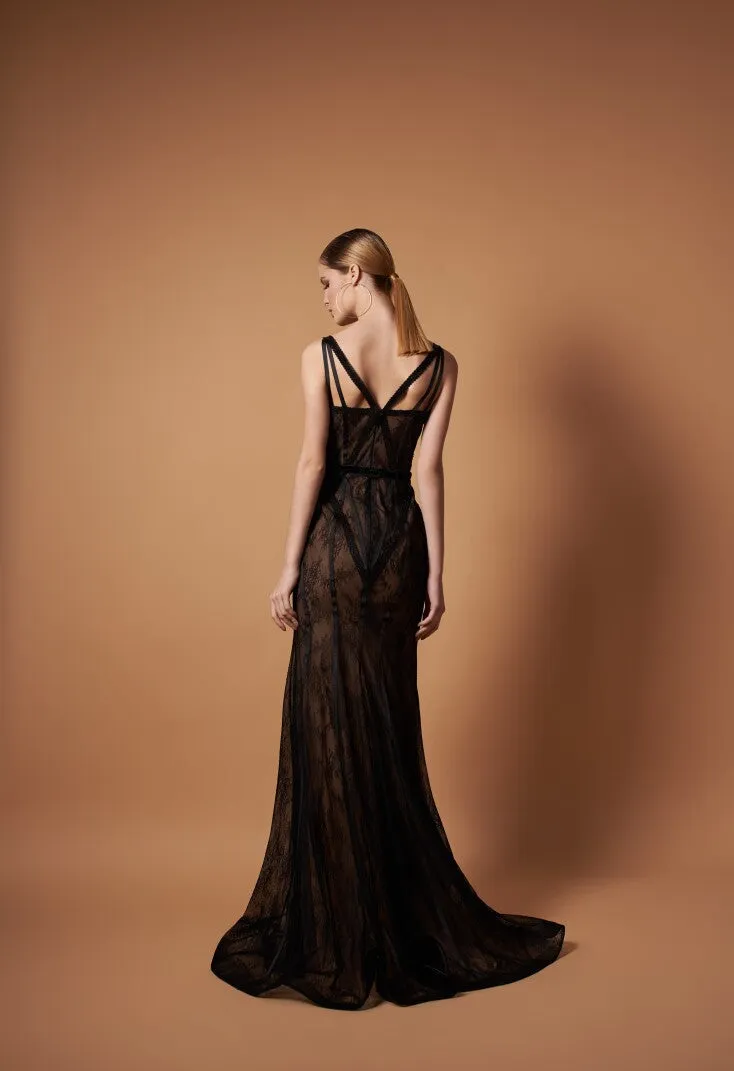 Non Simple Black Dress with Intricate Straps Detailing