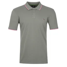 Paul Smith Zebra Badge Collar Trim Polo Shirt in Khaki
