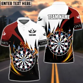 Personalized Love Dart Red and White 3D Polo Shirt, Dart Team Shirt, Gift for Men