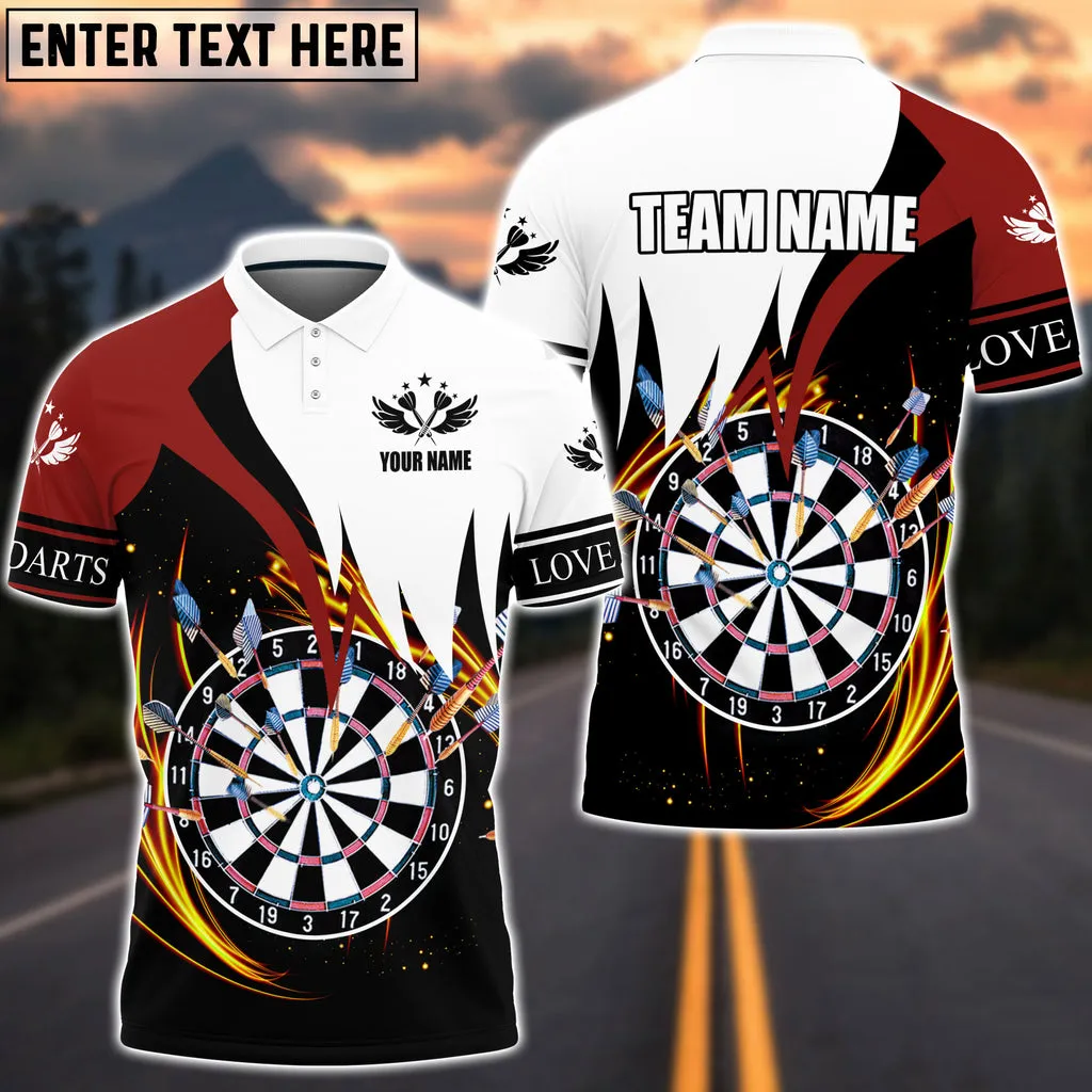 Personalized Love Dart Red and White 3D Polo Shirt, Dart Team Shirt, Gift for Men