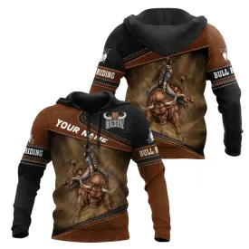 Personalized Name Cowboy Hoodie, Bull Riding Unisex Hoodies For Him Her, Bull Riding Lover Gifts