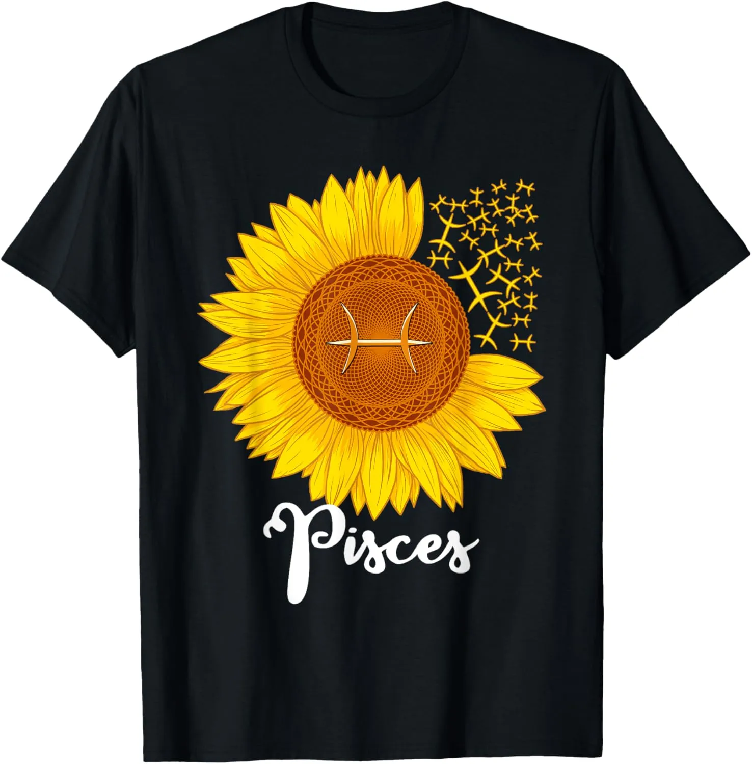 Pisces Sunflower Zodiac Sign Floral Astrology Women T-Shirt