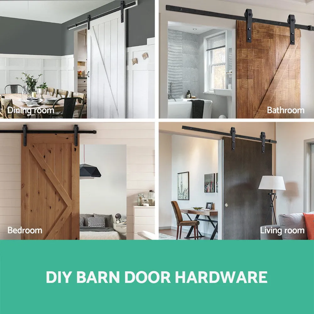 Powder Coat Steel Sliding Barn Door Hardware Set 1.83m Cefito