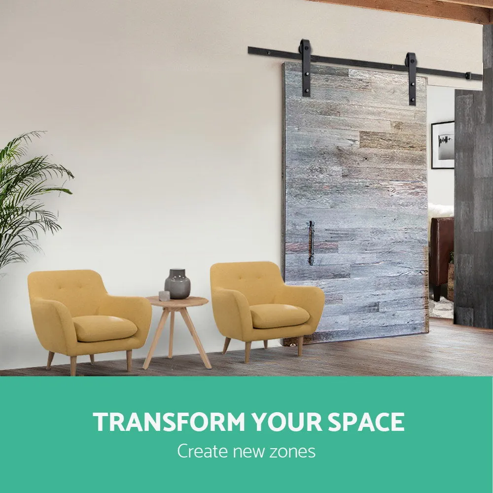 Powder Coat Steel Sliding Barn Door Hardware Set 1.83m Cefito