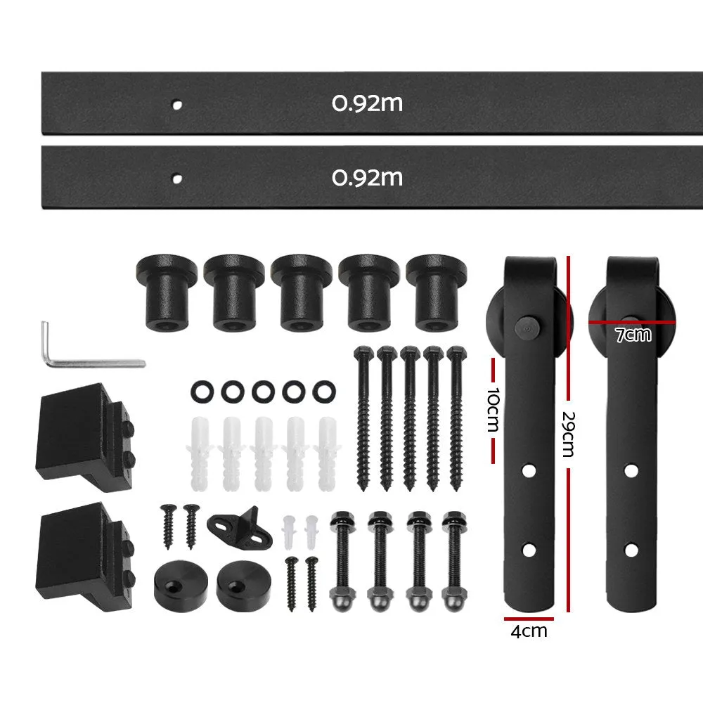 Powder Coat Steel Sliding Barn Door Hardware Set 1.83m Cefito