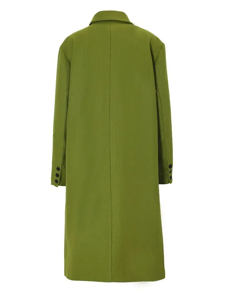 Pre Order:  Single Button Loose Woolen Coat