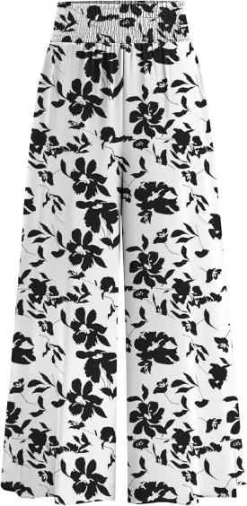 PRETTYGARDEN Women's 2025 Summer Flowy Wide Leg Palazzo Pants Dressy Casual Elastic High Waisted Pockets Boho Beach Trousers