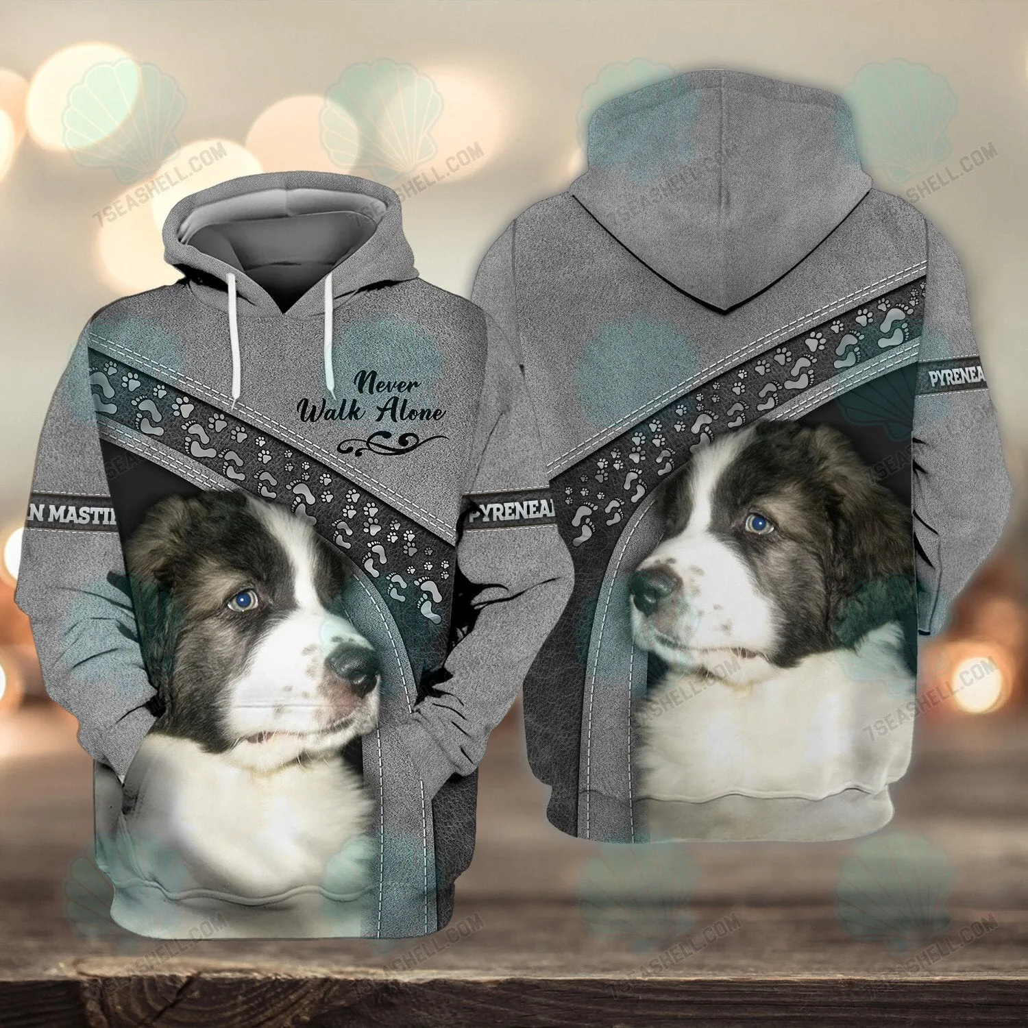 Pyrenean Mastiff Love Never Walk Alone 3D Full Print Shirts, Christmas Dog Memorial Gifts for loss of Dog