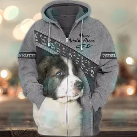 Pyrenean Mastiff Love Never Walk Alone 3D Full Print Shirts, Christmas Dog Memorial Gifts for loss of Dog