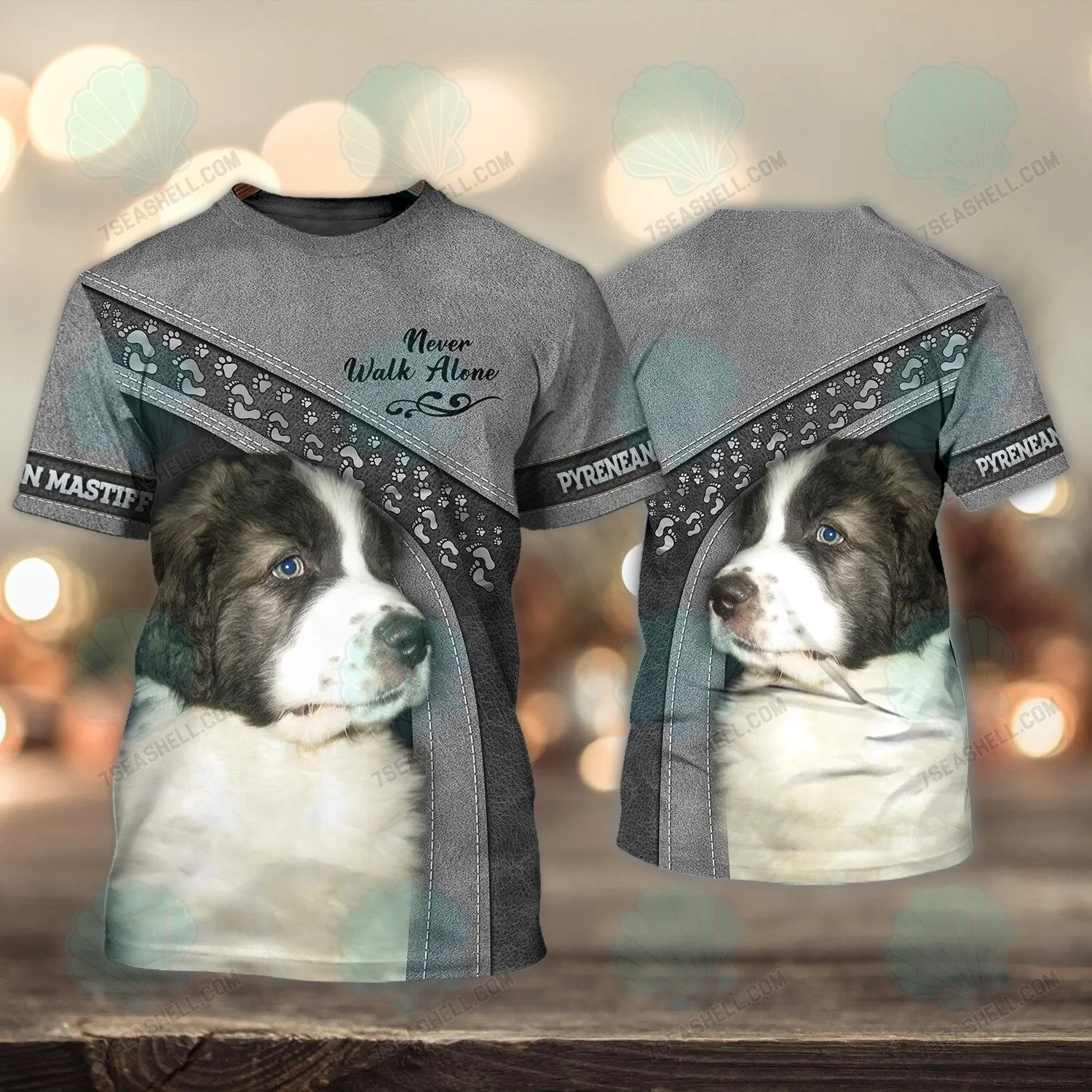 Pyrenean Mastiff Love Never Walk Alone 3D Full Print Shirts, Christmas Dog Memorial Gifts for loss of Dog