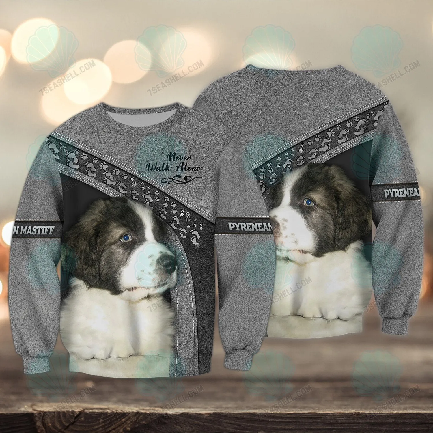 Pyrenean Mastiff Love Never Walk Alone 3D Full Print Shirts, Christmas Dog Memorial Gifts for loss of Dog
