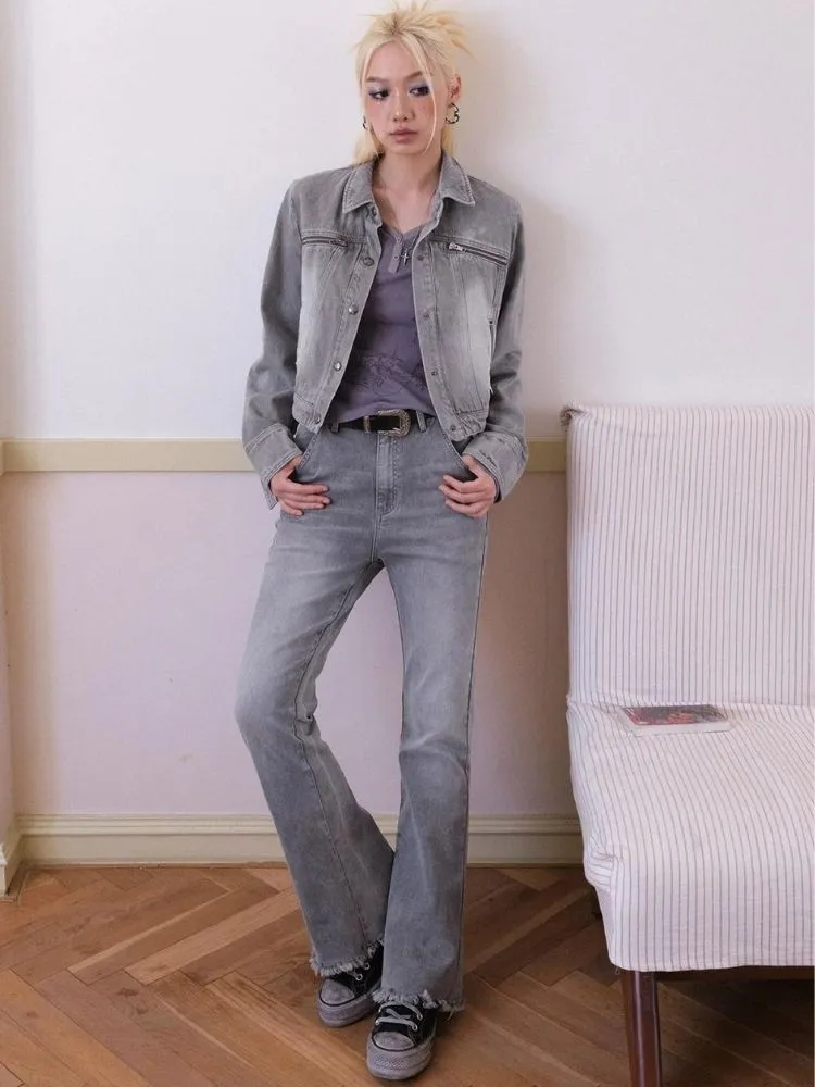 Retro design bootcut jeans【s0000003399】