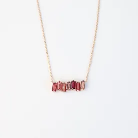 Rose Gold Ombre Pink Topaz Bar Necklace