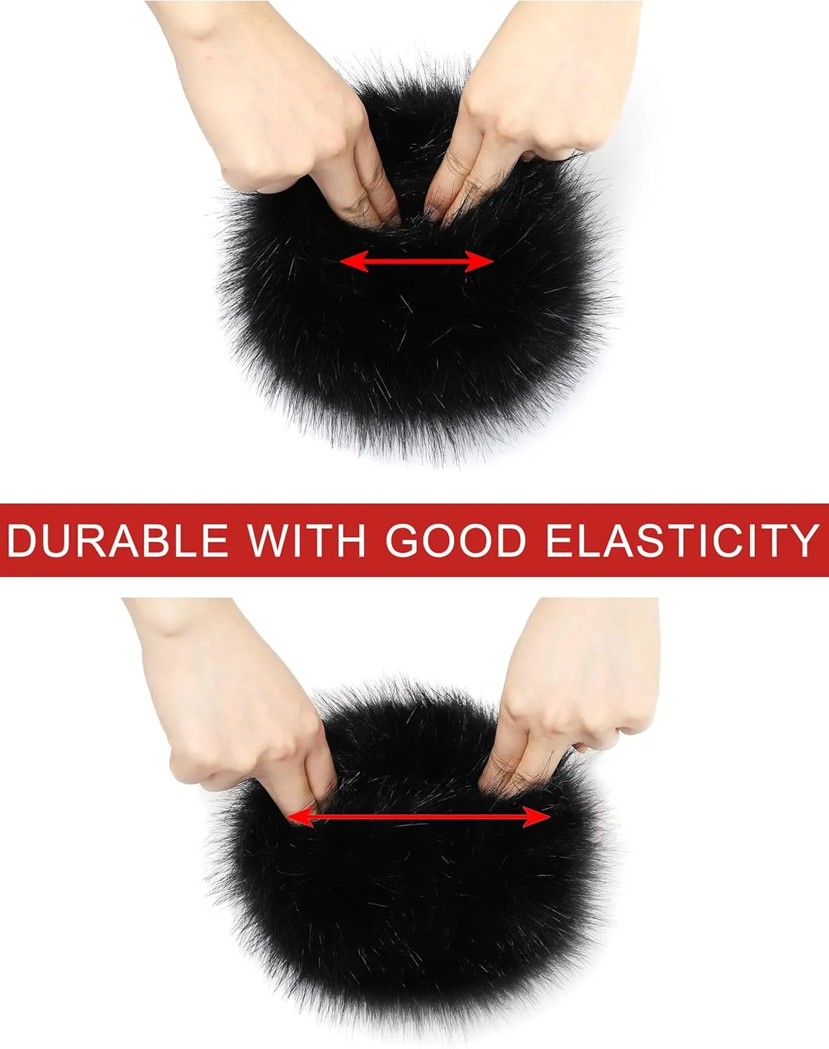 sy soul young Women's Faux Fur Wrist Cuffs Winter Fox Furry Wristbands Fluffy Fur Cuff Bracelet Arm Warmer Accessories