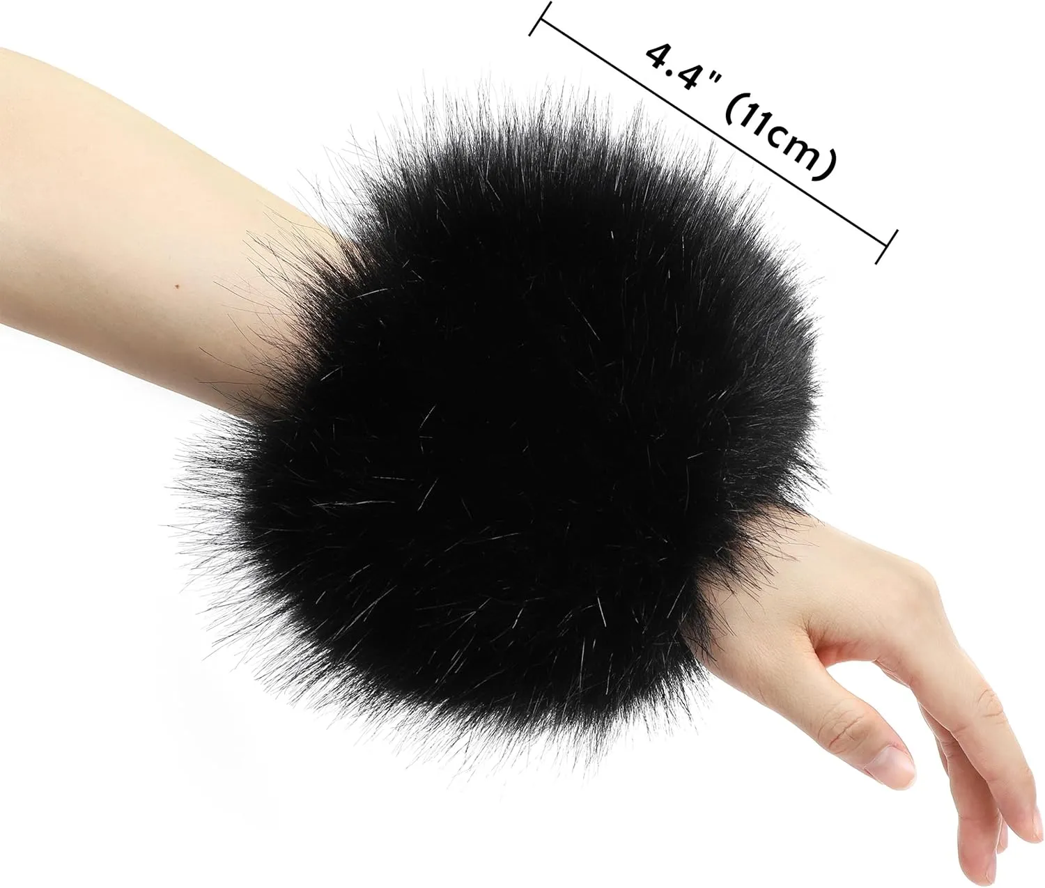 sy soul young Women's Faux Fur Wrist Cuffs Winter Fox Furry Wristbands Fluffy Fur Cuff Bracelet Arm Warmer Accessories