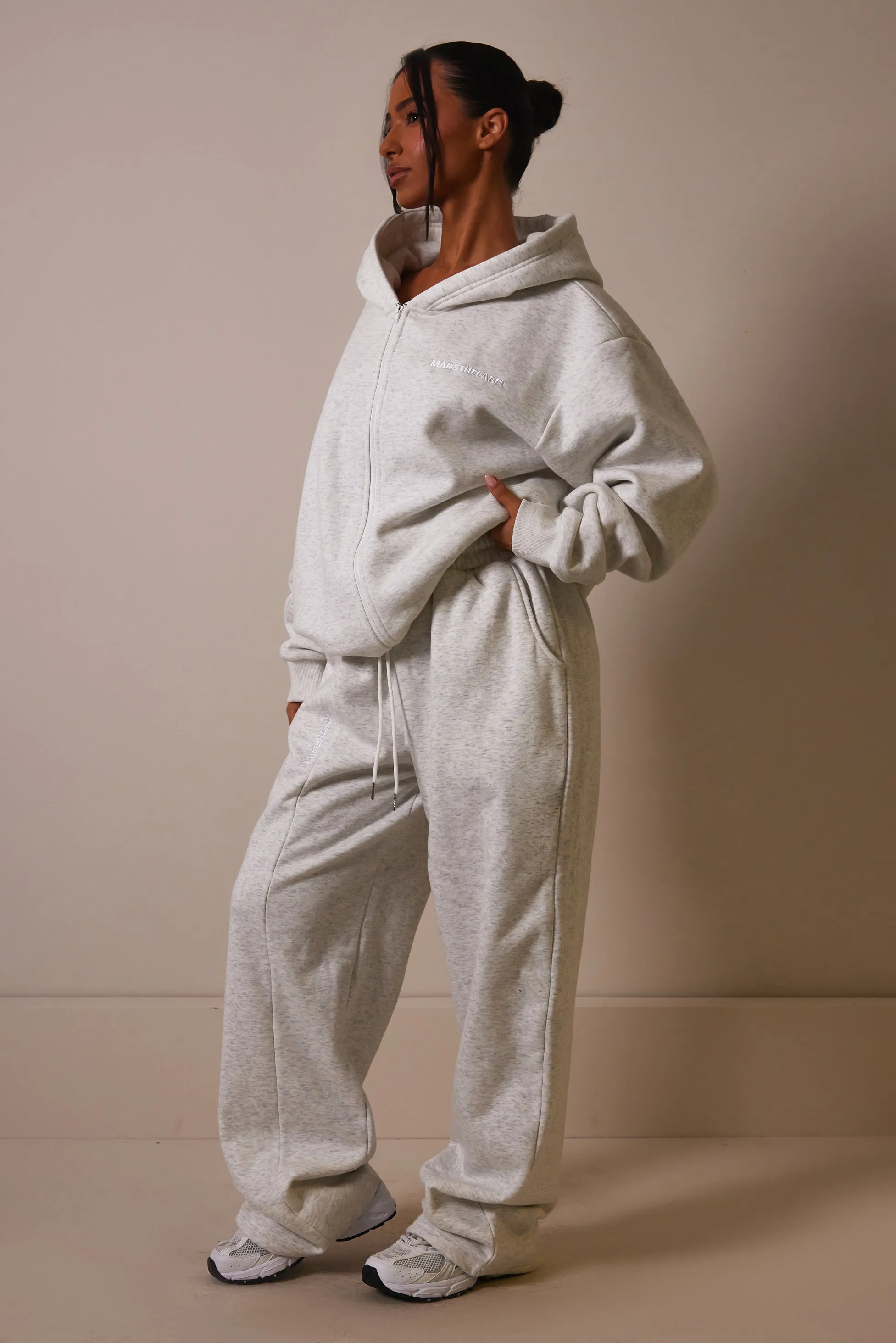 The Essentials Long Zip Jacket - Marl Grey