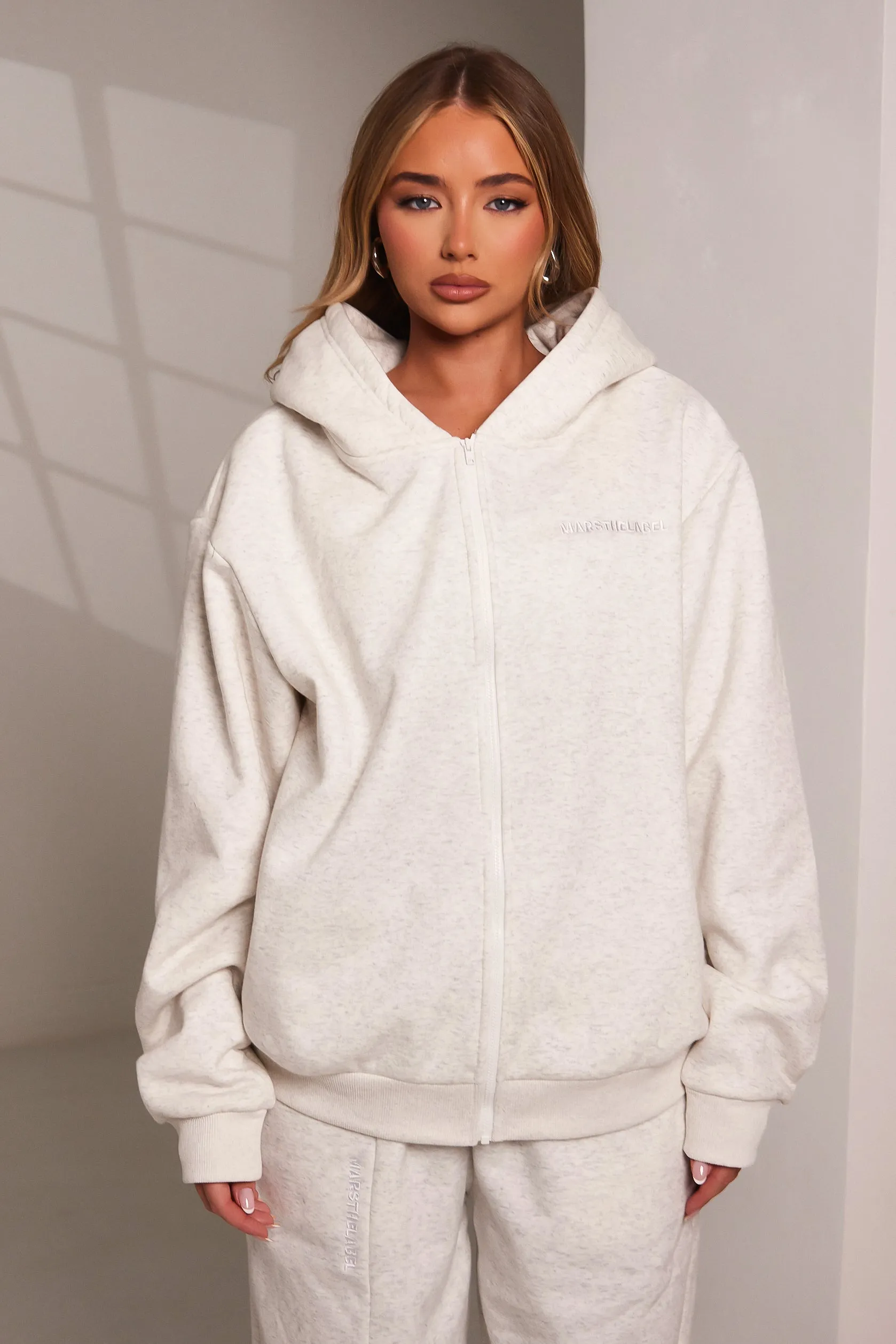 The Essentials Long Zip Jacket - Marl Grey