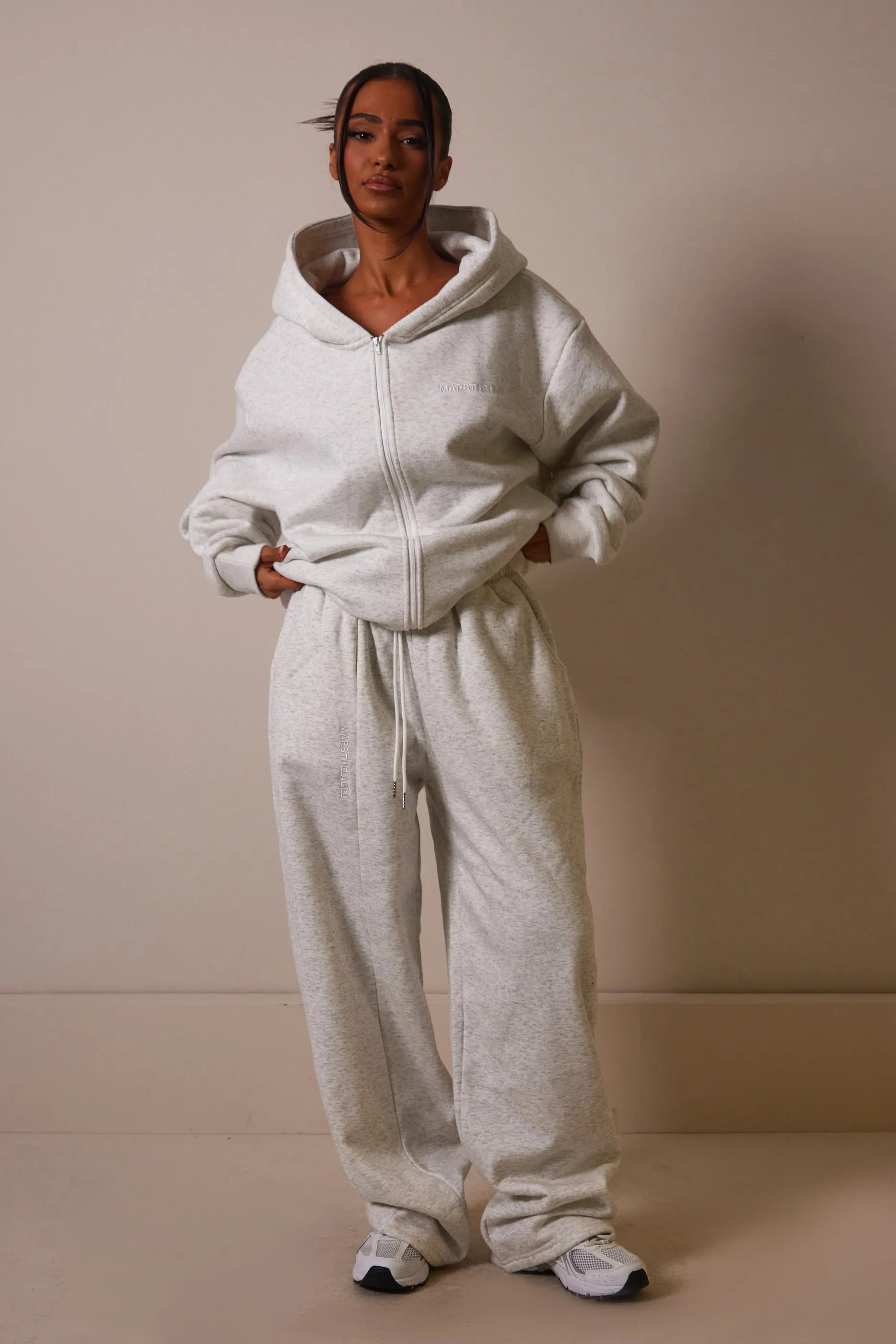 The Essentials Long Zip Jacket - Marl Grey