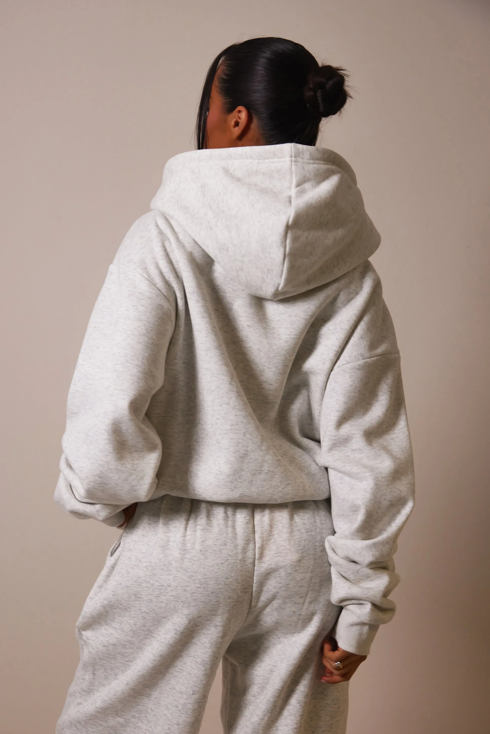 The Essentials Long Zip Jacket - Marl Grey
