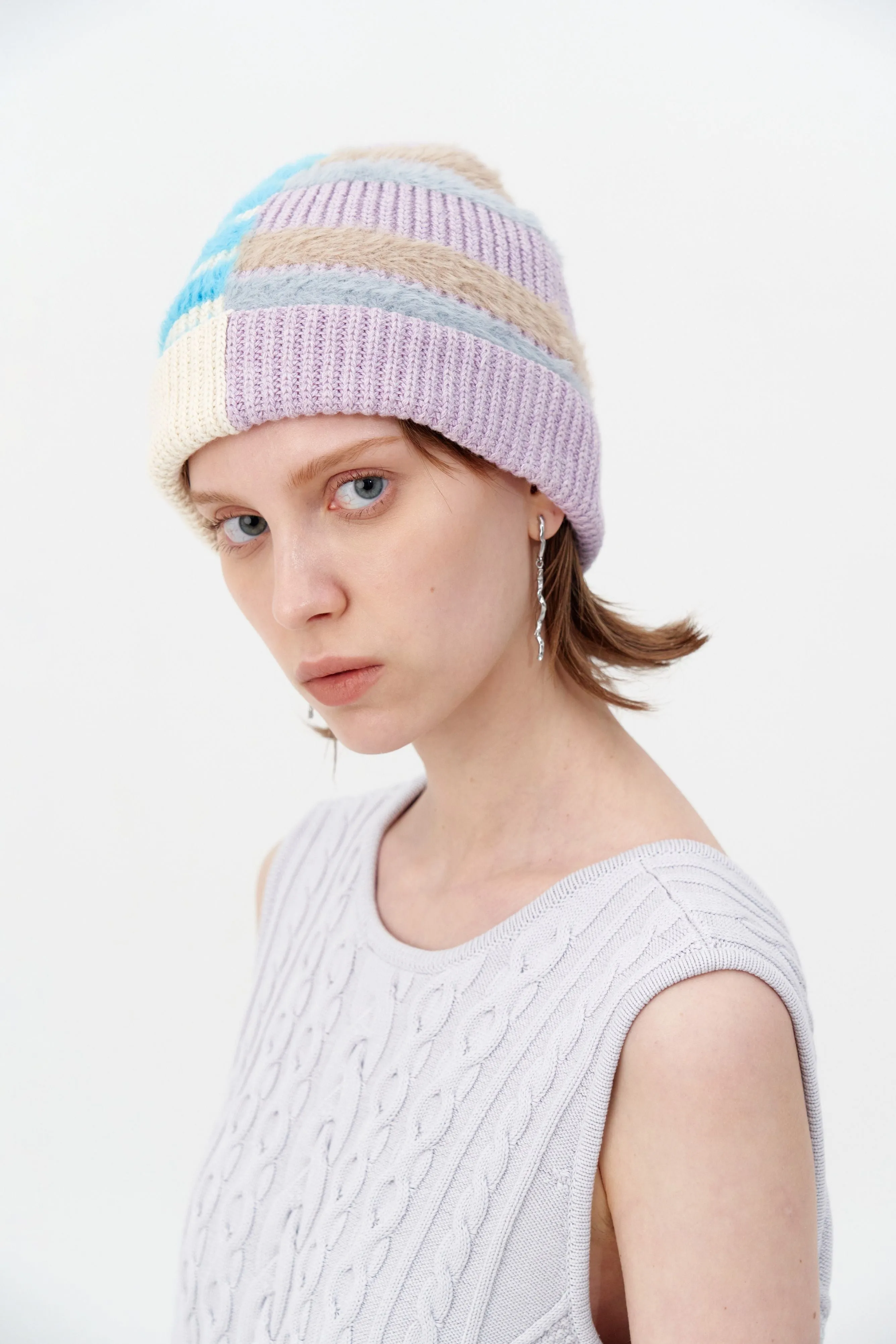 THEBE MIXED CABLE KNIT TANK DRESS