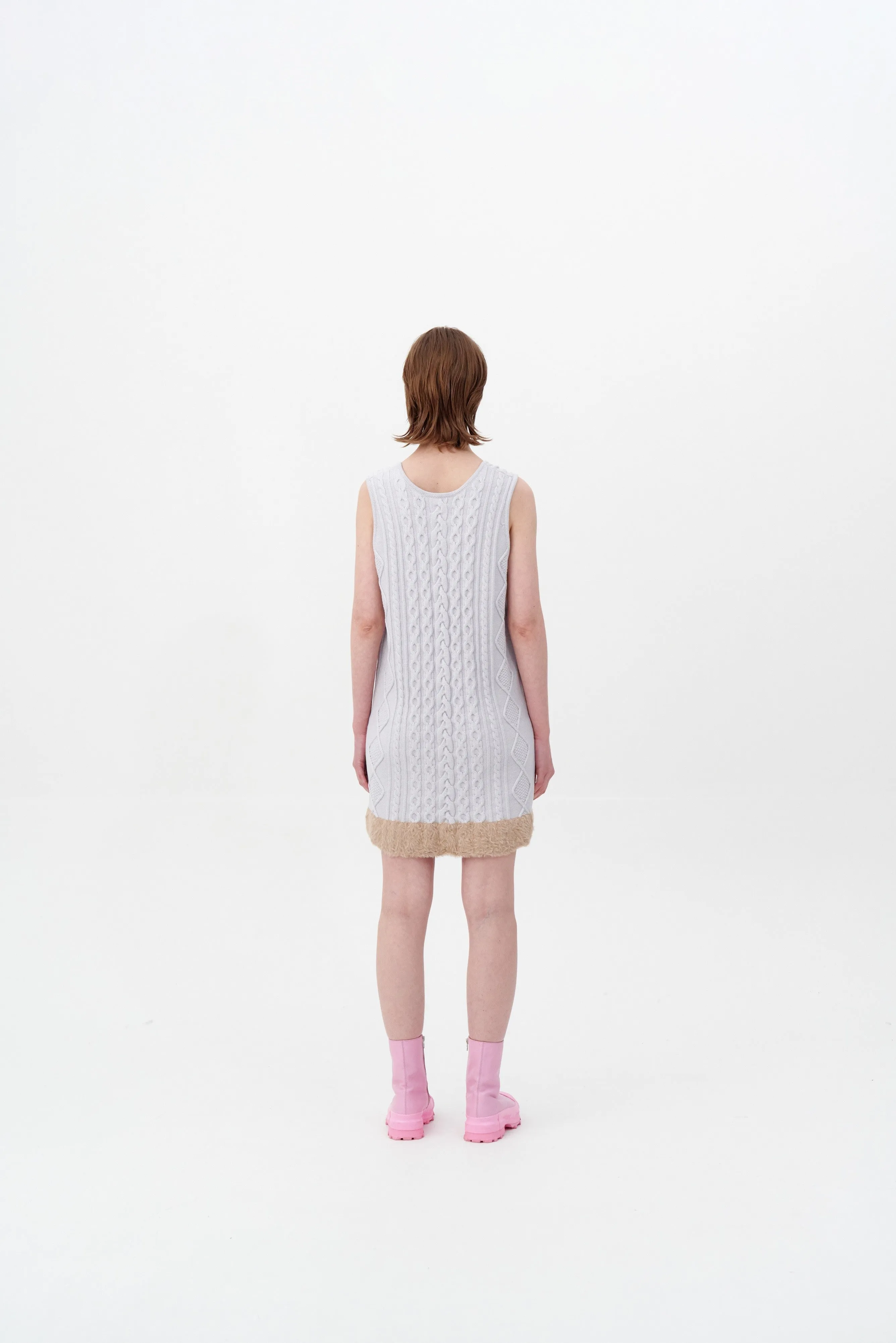 THEBE MIXED CABLE KNIT TANK DRESS