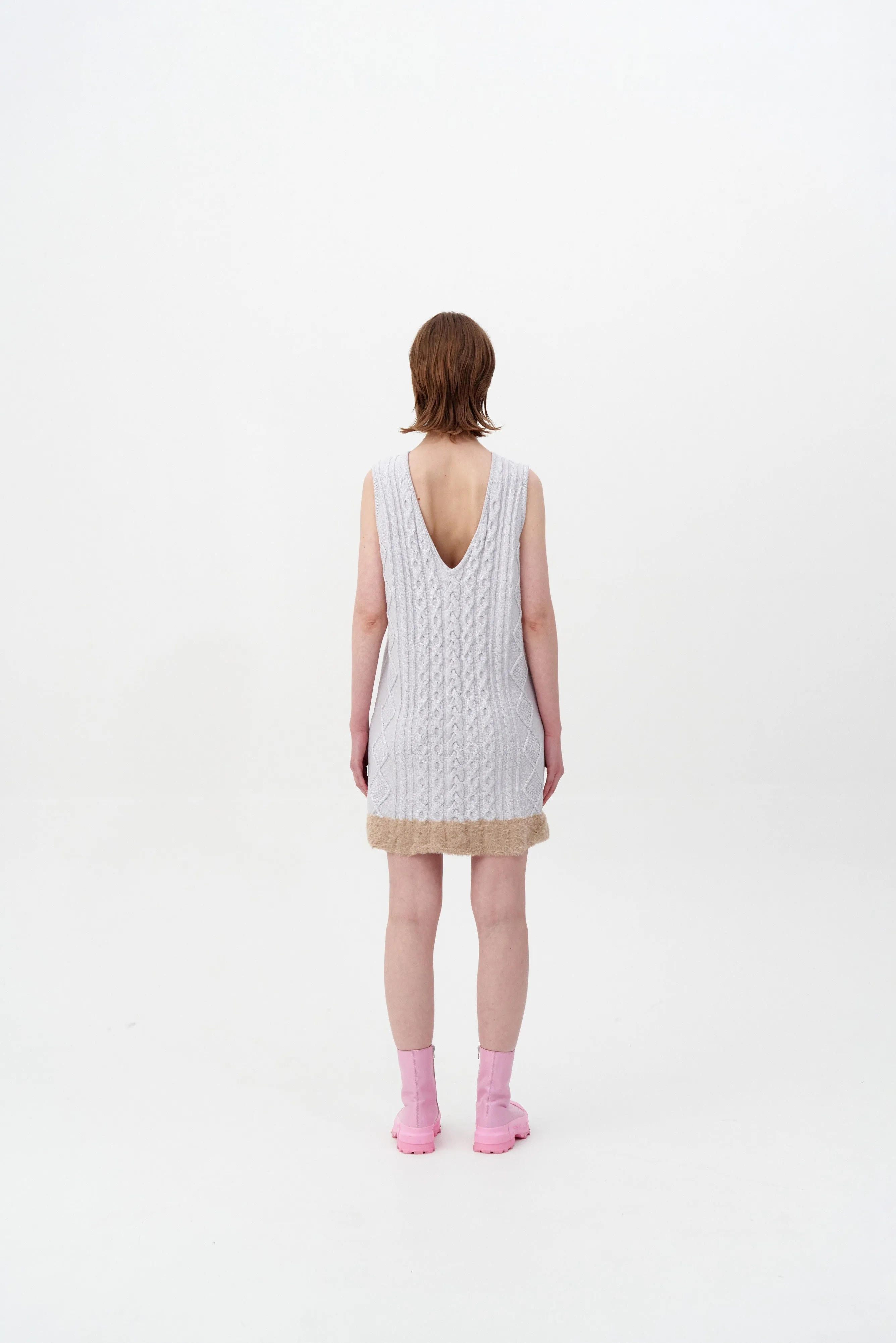 THEBE MIXED CABLE KNIT TANK DRESS