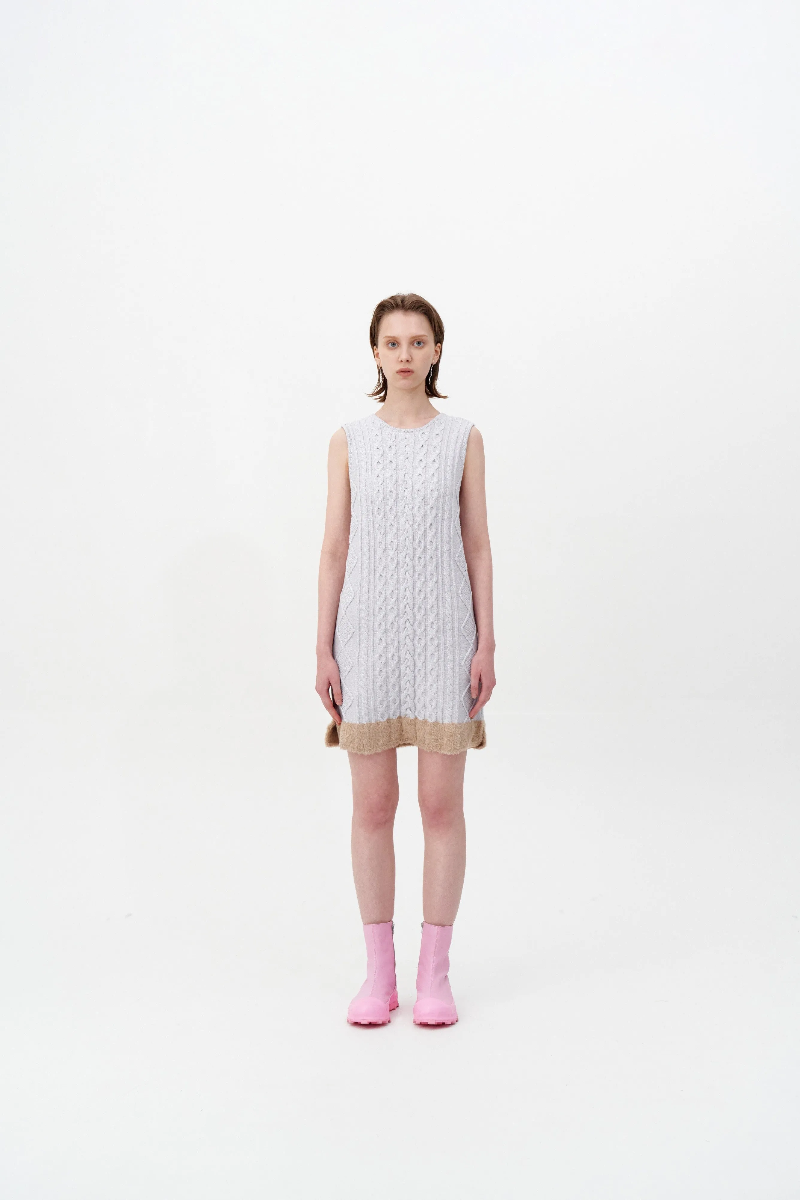 THEBE MIXED CABLE KNIT TANK DRESS