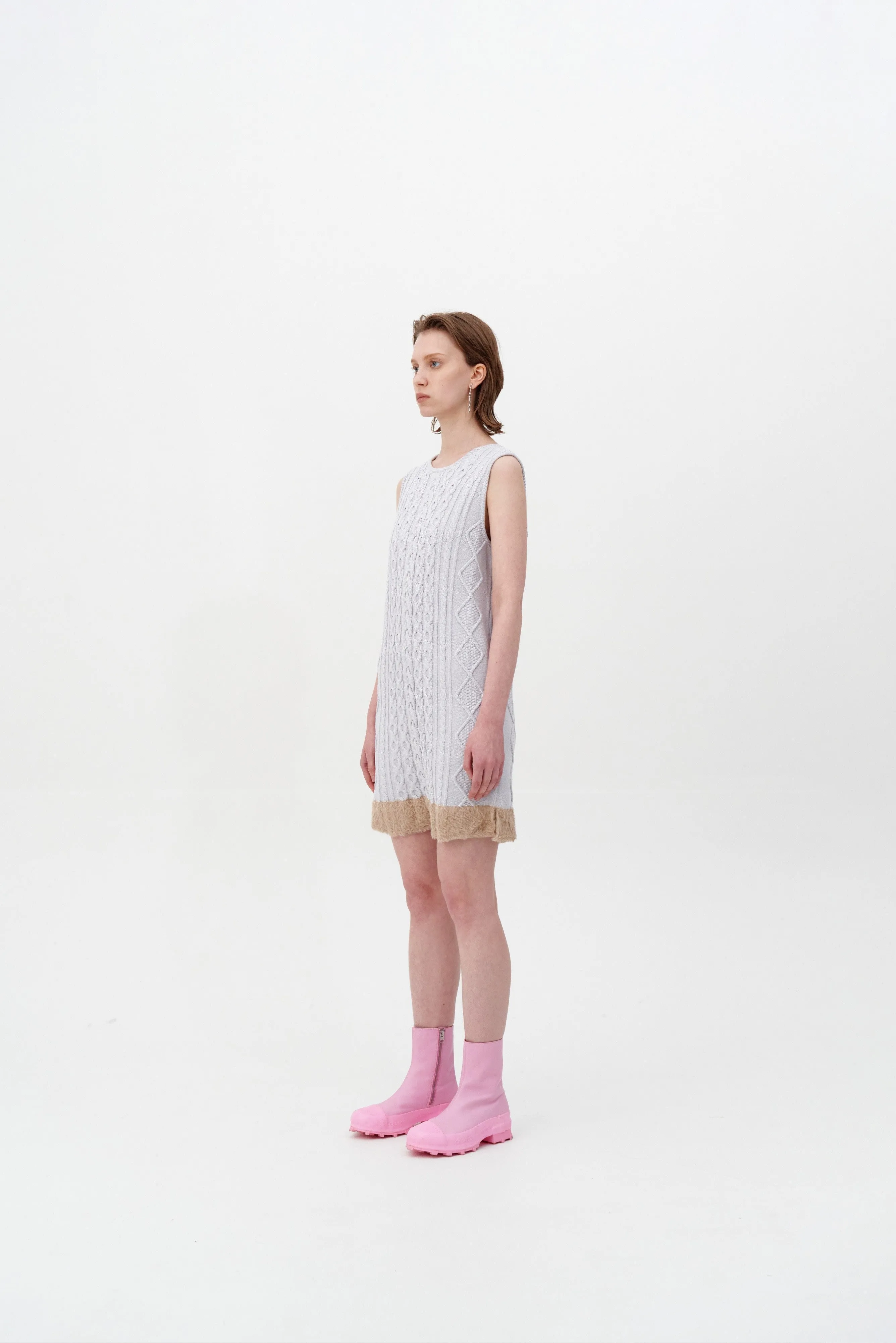THEBE MIXED CABLE KNIT TANK DRESS
