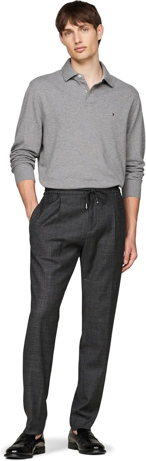 Tommy Hilfiger Men's Long Sleeve Polo Shirts in Regular Fit with Stretch and Organic Pique Cotton
