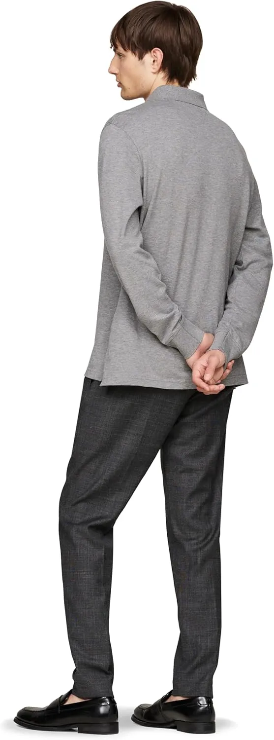 Tommy Hilfiger Men's Long Sleeve Polo Shirts in Regular Fit with Stretch and Organic Pique Cotton