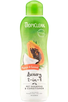Tropiclean Luxury 2-in-1 Papaya & Coconut Shampoo 20 oz.