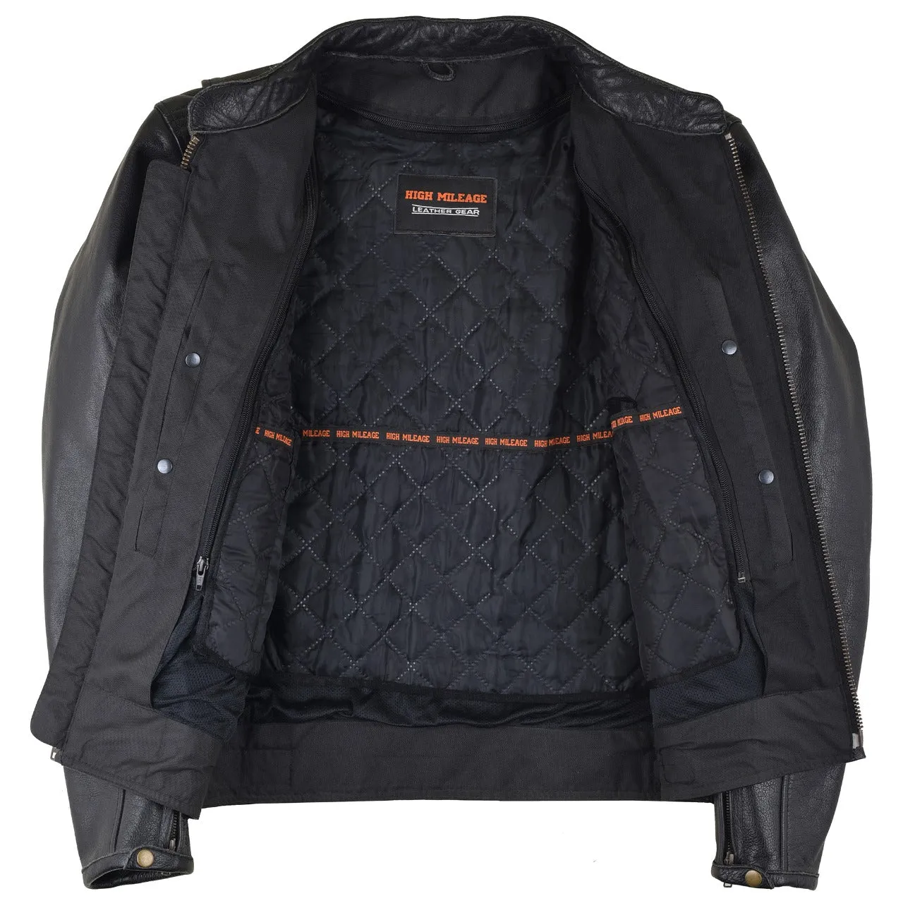 VL535S Reflective Skull Cowhide Leather Motorcycle Jacket