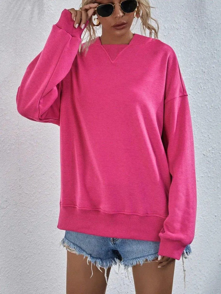 Women's Fleece-lined Hooded Casual Loose Sweater