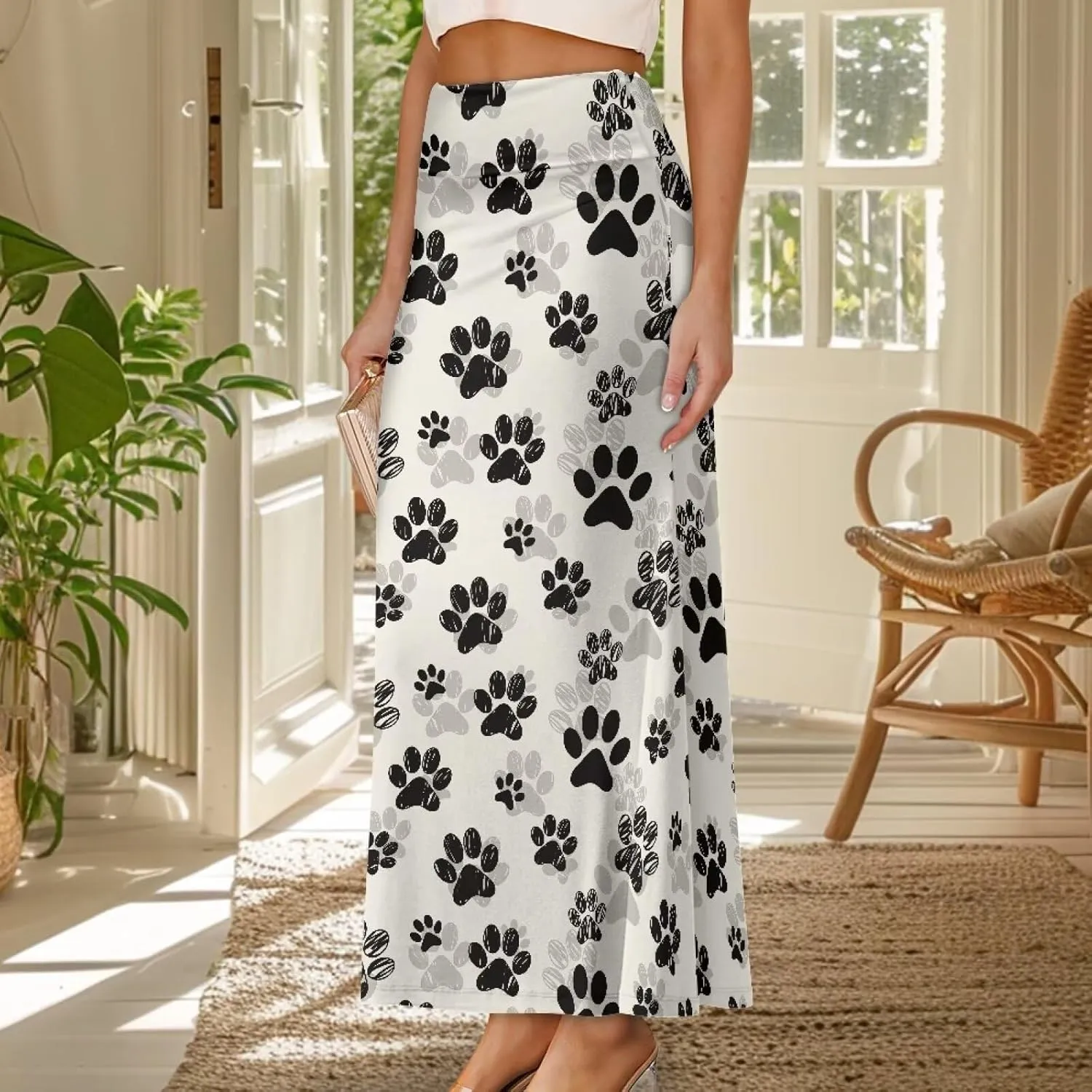 Womens Hawaii Skirts High Waist Long Skirt Side Zipper Stretch Skirt Lightweight Long Maxi Skirts Y2k Skirt Summer