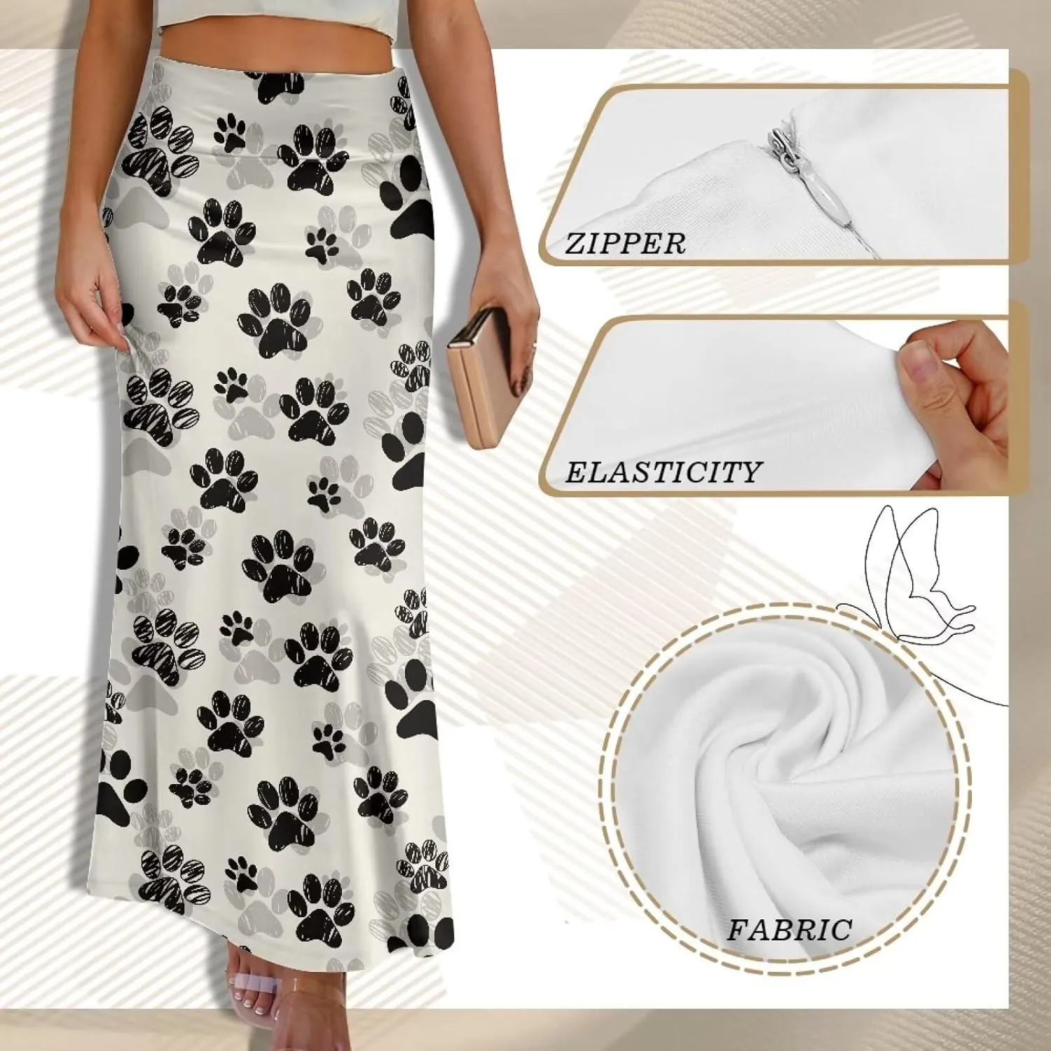 Womens Hawaii Skirts High Waist Long Skirt Side Zipper Stretch Skirt Lightweight Long Maxi Skirts Y2k Skirt Summer