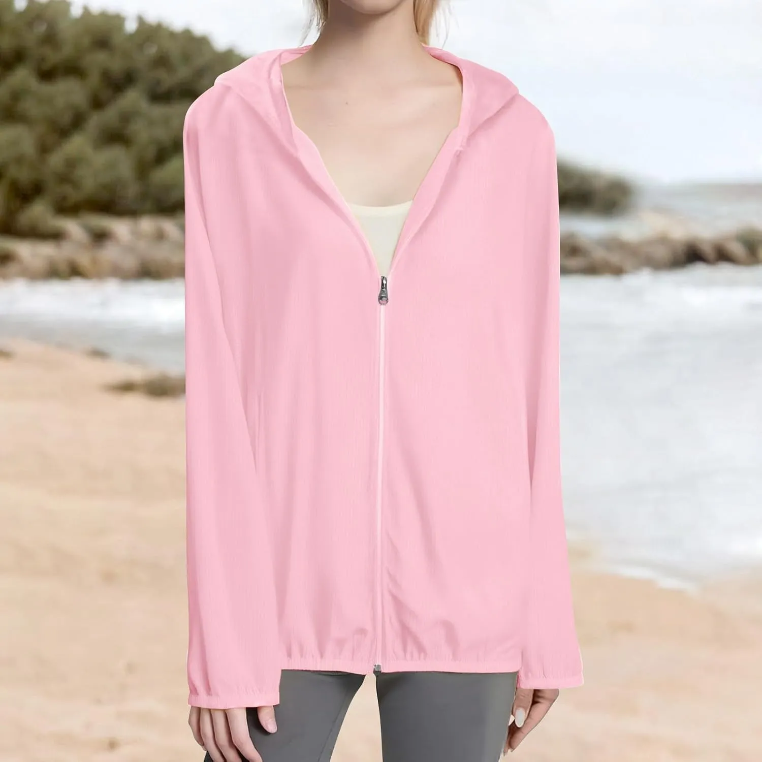 Womens UPF 50  Sun Protection Hoodie Jackets 2025 Light Weight Long Sleeve Shirts Hiking Outdoor Full Zip Tops